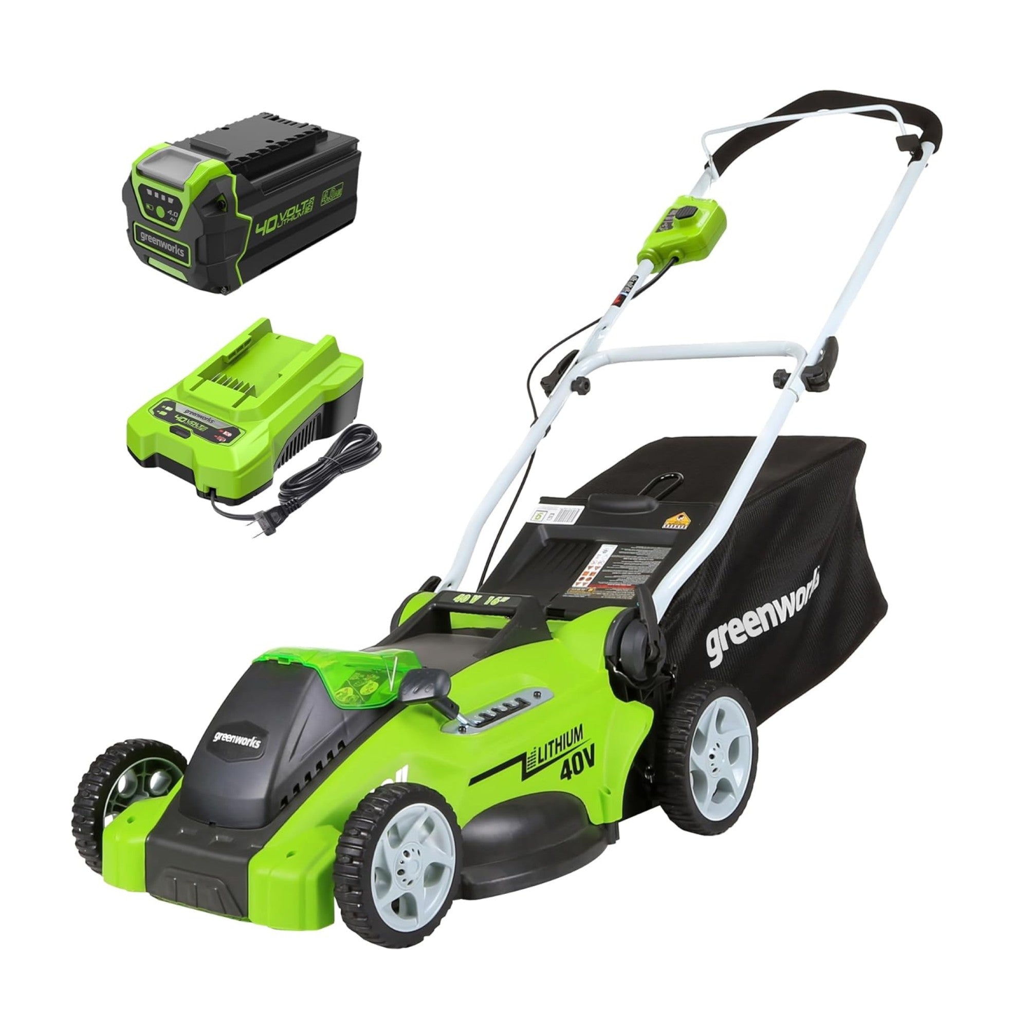 40V 16" Cordless Battery Push Lawn Mower w/ 4.0Ah Battery & Charger