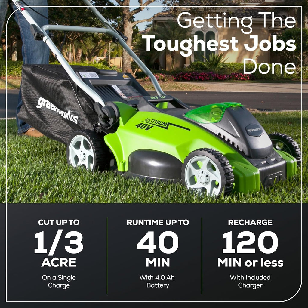 40V 16" Cordless Battery Push Lawn Mower w/ 4.0Ah Battery & Charger