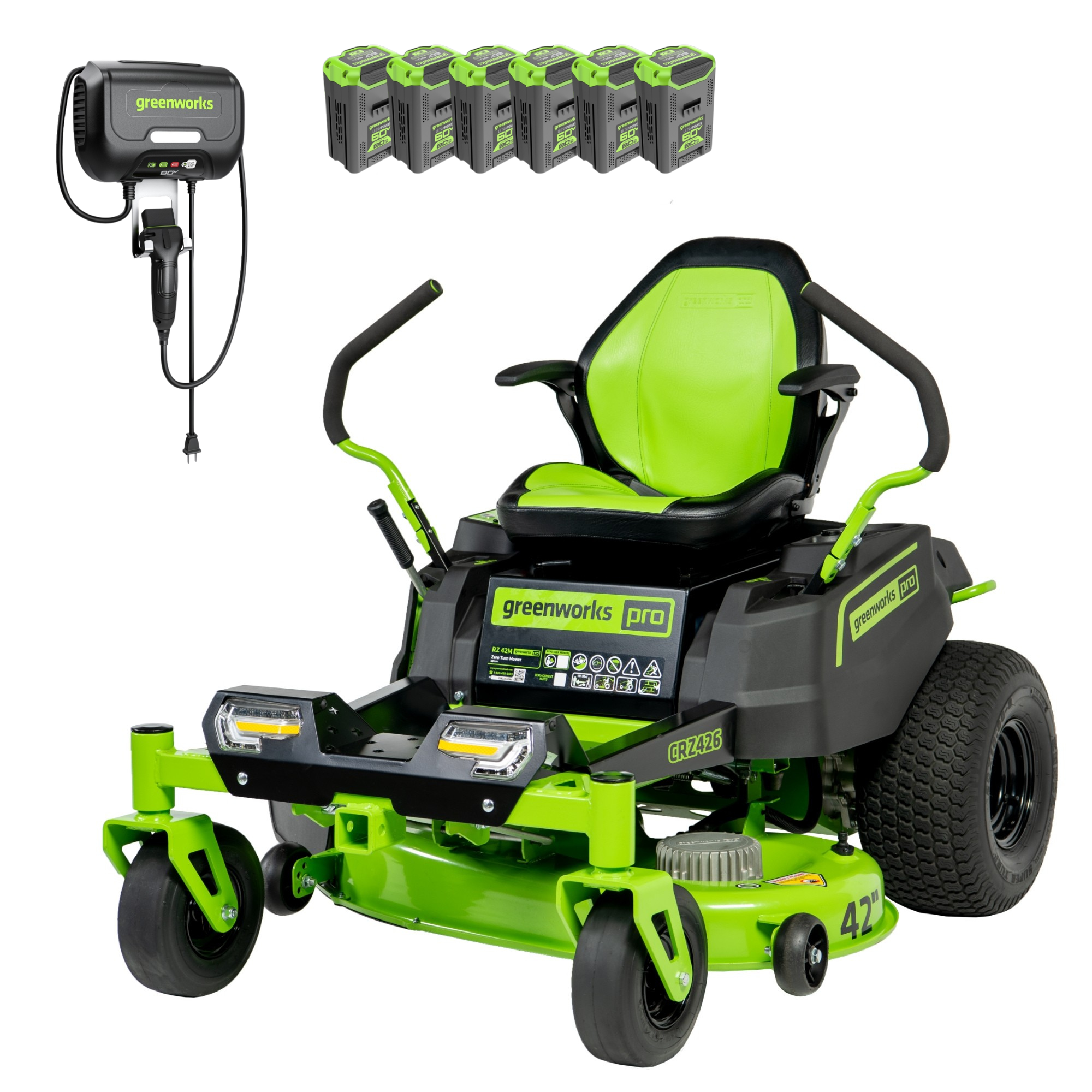 60V 42" Electric CrossoverZ Zero Turn Mower: (6) 8 Ah Batteries and 600W Wall Charger