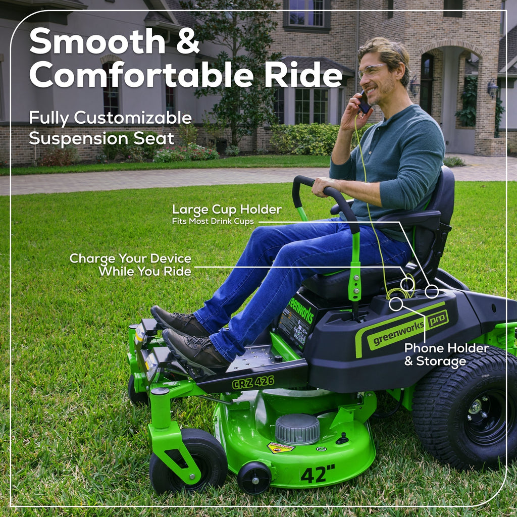 60V 42" Electric CrossoverZ Zero Turn Mower: (6) 8 Ah Batteries and 600W Wall Charger