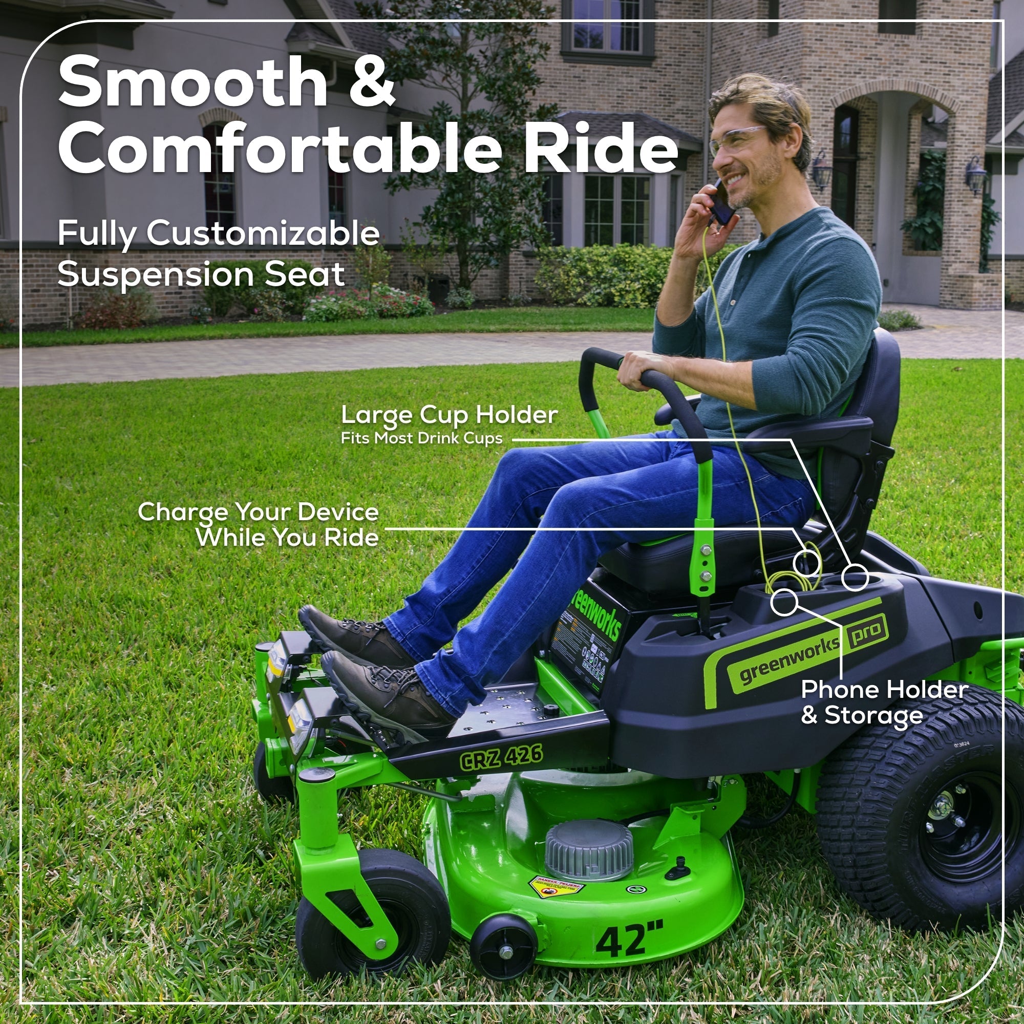 60V 42" Electric CrossoverZ Zero Turn Mower: (6) 8 Ah Batteries and 600W Wall Charger