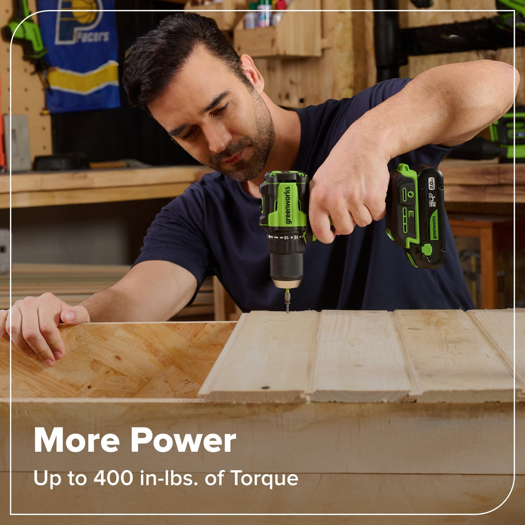 24V Cordless Battery 400 in-lbs Drill / Driver and 1950 in-lbs Impact Driver, Two(2) 2.0 Ah USB-C Batteries and 65W USB-C Fast Charger