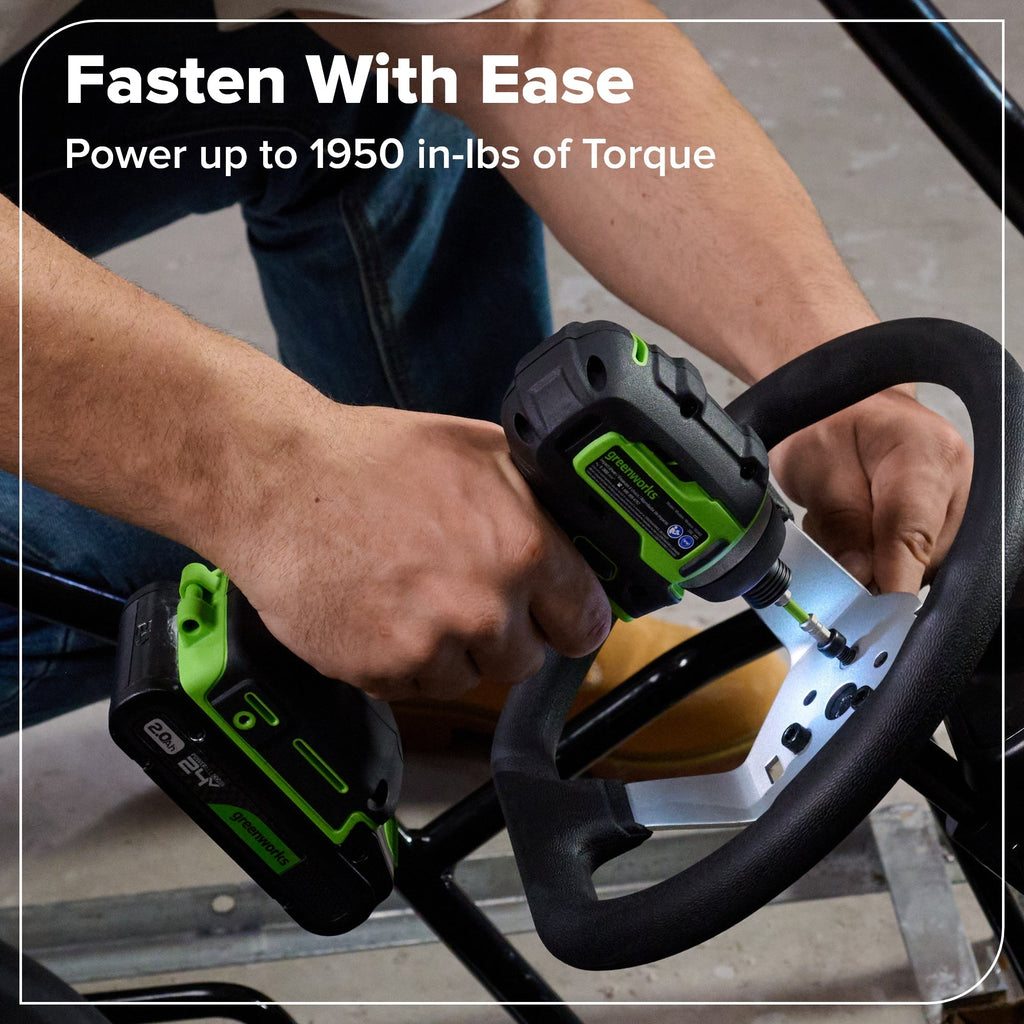 24V Brushless Power Tool 4PC Combo Kit, (1) 4.0 Ah and (1) 2.0 Ah USB-C Batteries and 65W USB-C Fast Charger